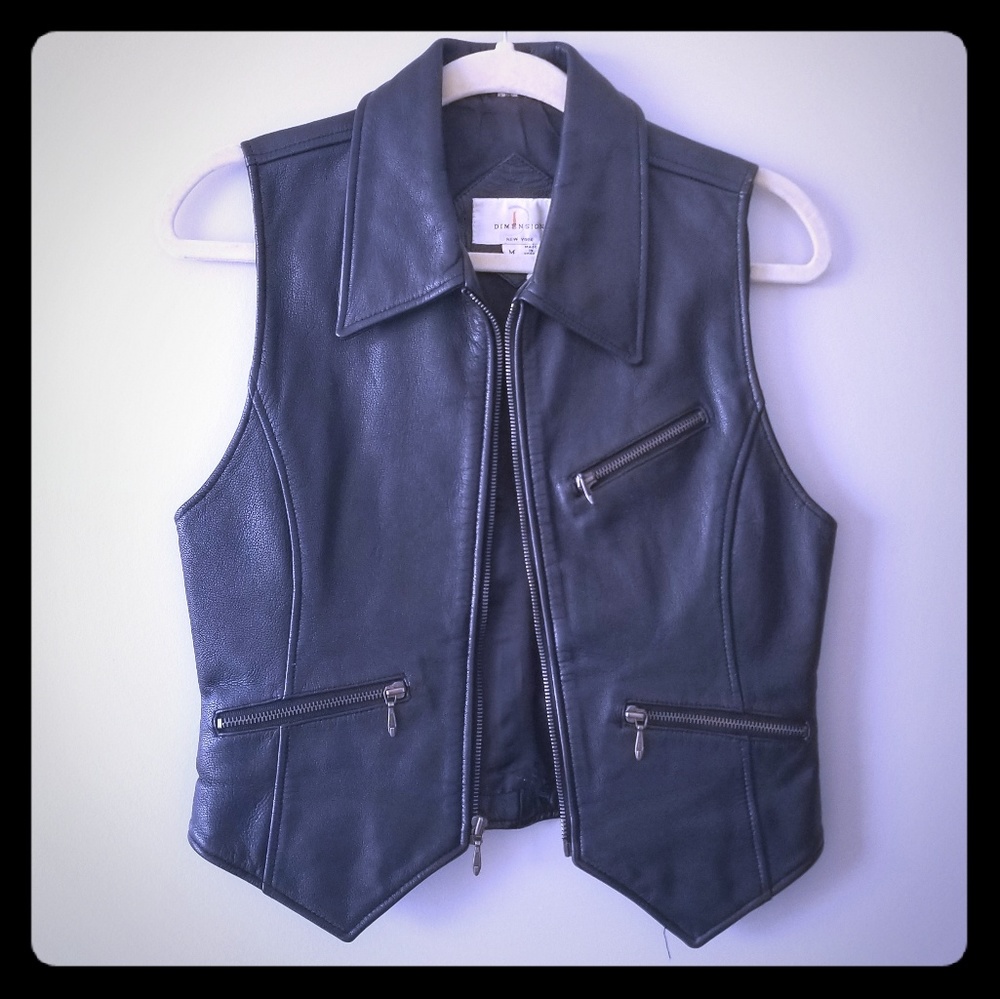 Black leather vest